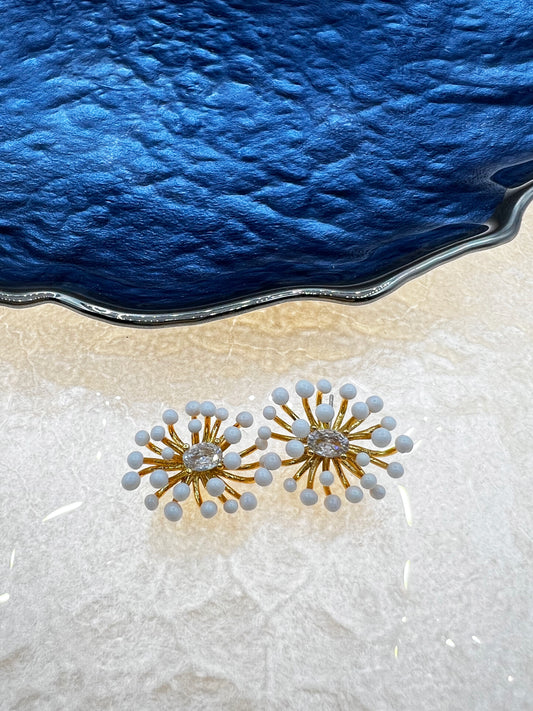 White Oil Dripping Firework Earrings