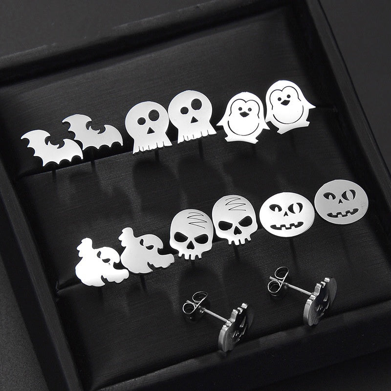 Stainless Steel Halloween-themed Expression Pattern Earrings