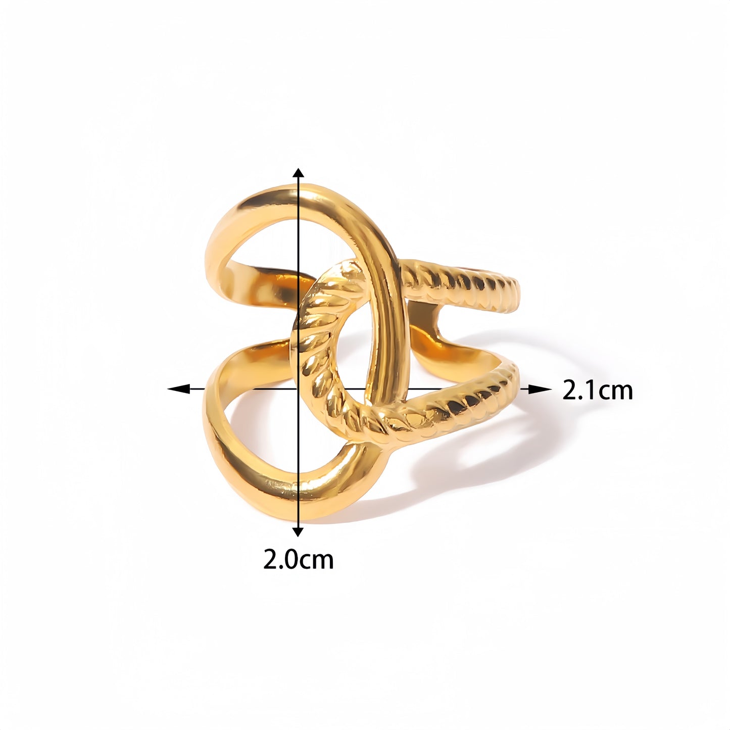 18K Gold Plated Front And Back C Open Ring Waterproof