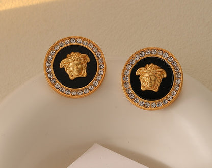 Retro Matte Avatar Coin Stud Earrings