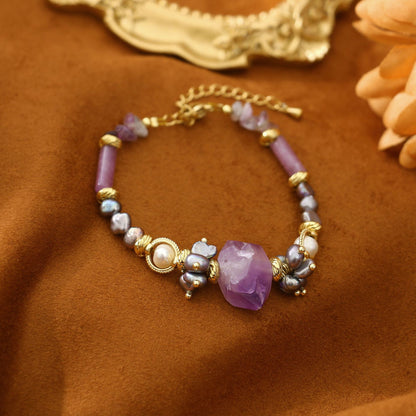 Gray Pearl Amethyst Baroque Versatile Bracelet