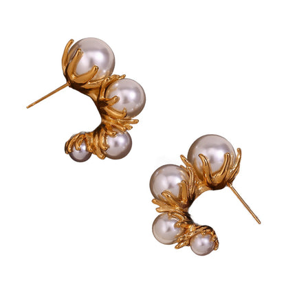 18K Gold Plated Daisy Pearl Waterproof Earrings