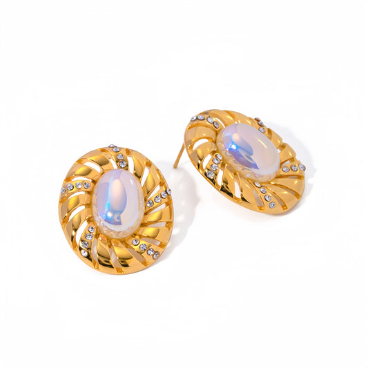 18K Gold Plated Mermaid Pearl Earrings Waterproof