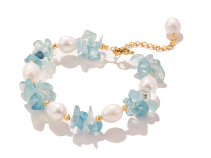 Natural Freshwater Pearl Aquamarine Bracelet