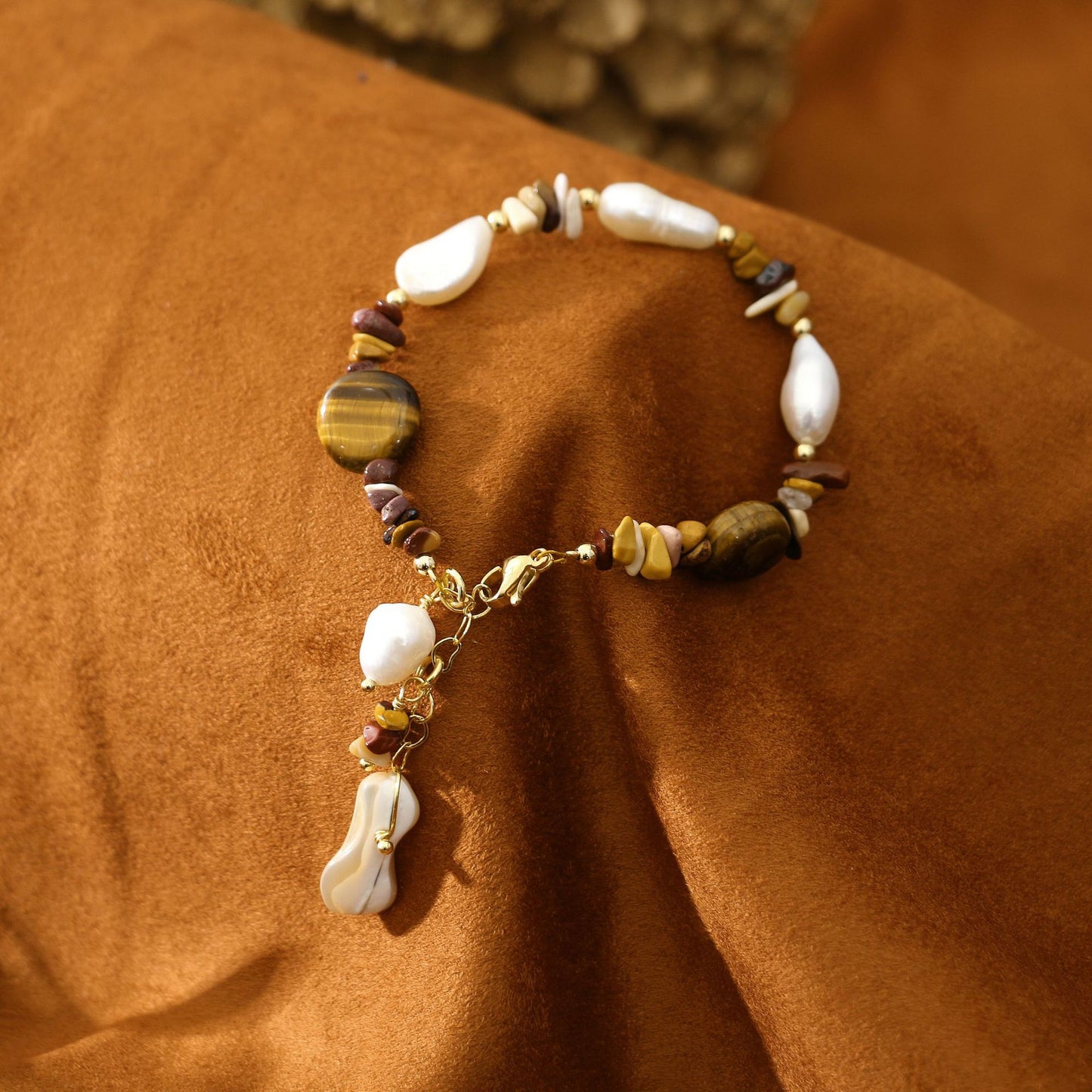 Tiger Eye Baroque Freshwater Pearl Versatile Bracelet