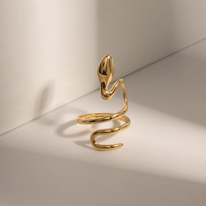 18K Gold Plated Snake Open Ring Waterproof