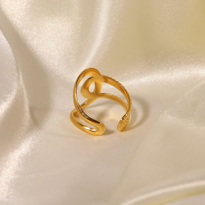 18K Gold Plated Front And Back C Open Ring Waterproof