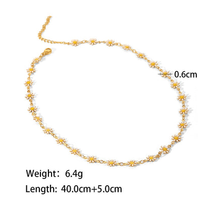 18K Gold Plated Color/White Daisy Necklace Waterproof