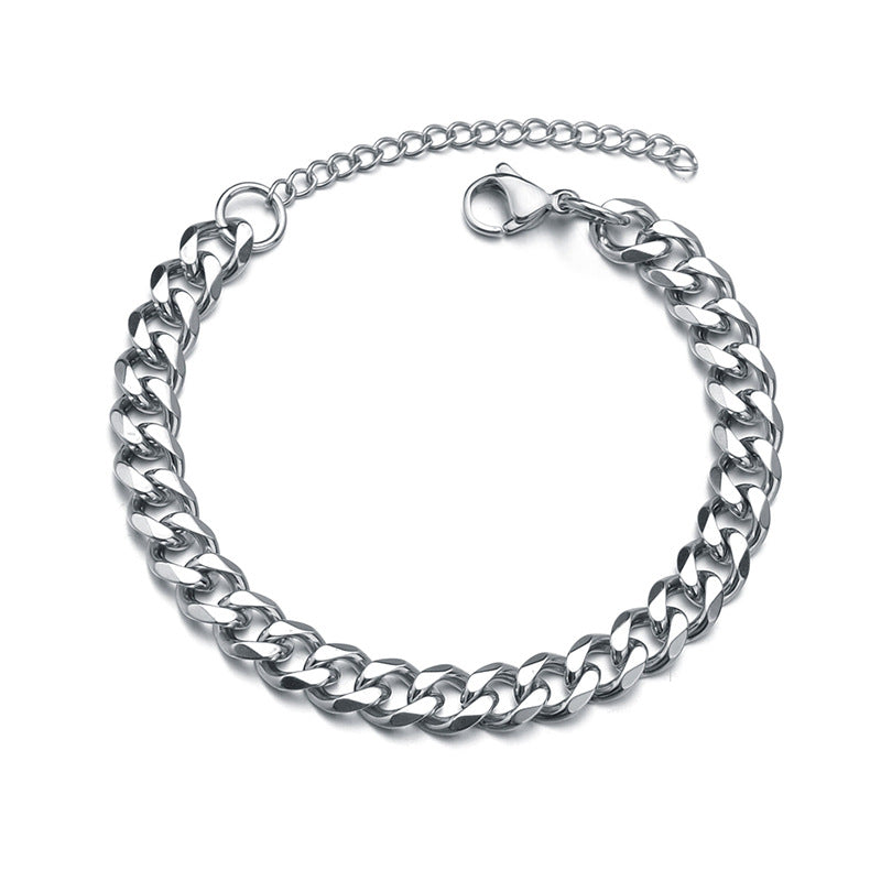 Unisex Polished Stainless Steel Six-Sided Bracelet