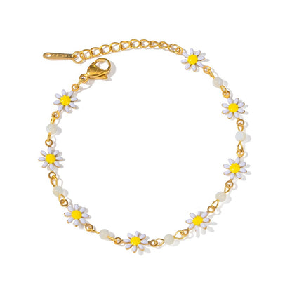 18K Gold Plated Daisy Flower Blacelet Waterproof