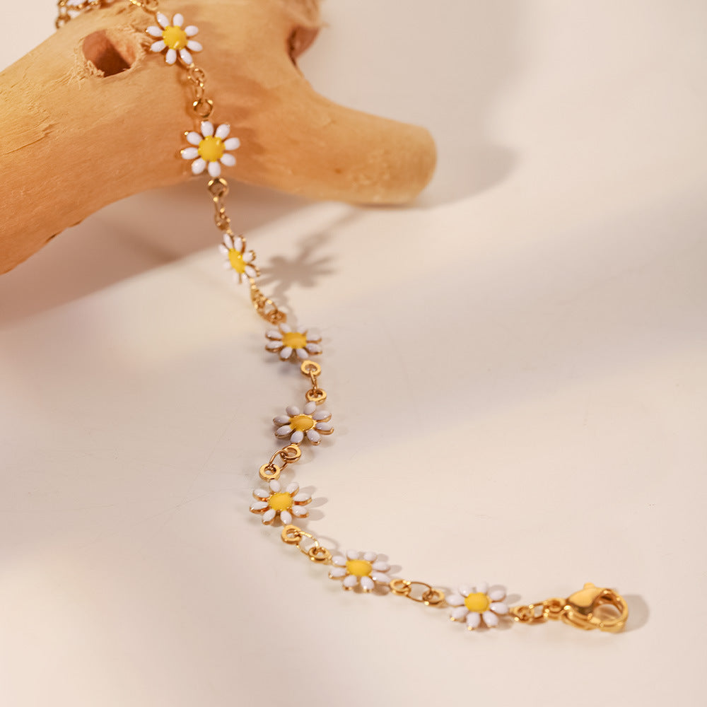 18K Gold Plated Color/White Daisy Necklace Waterproof