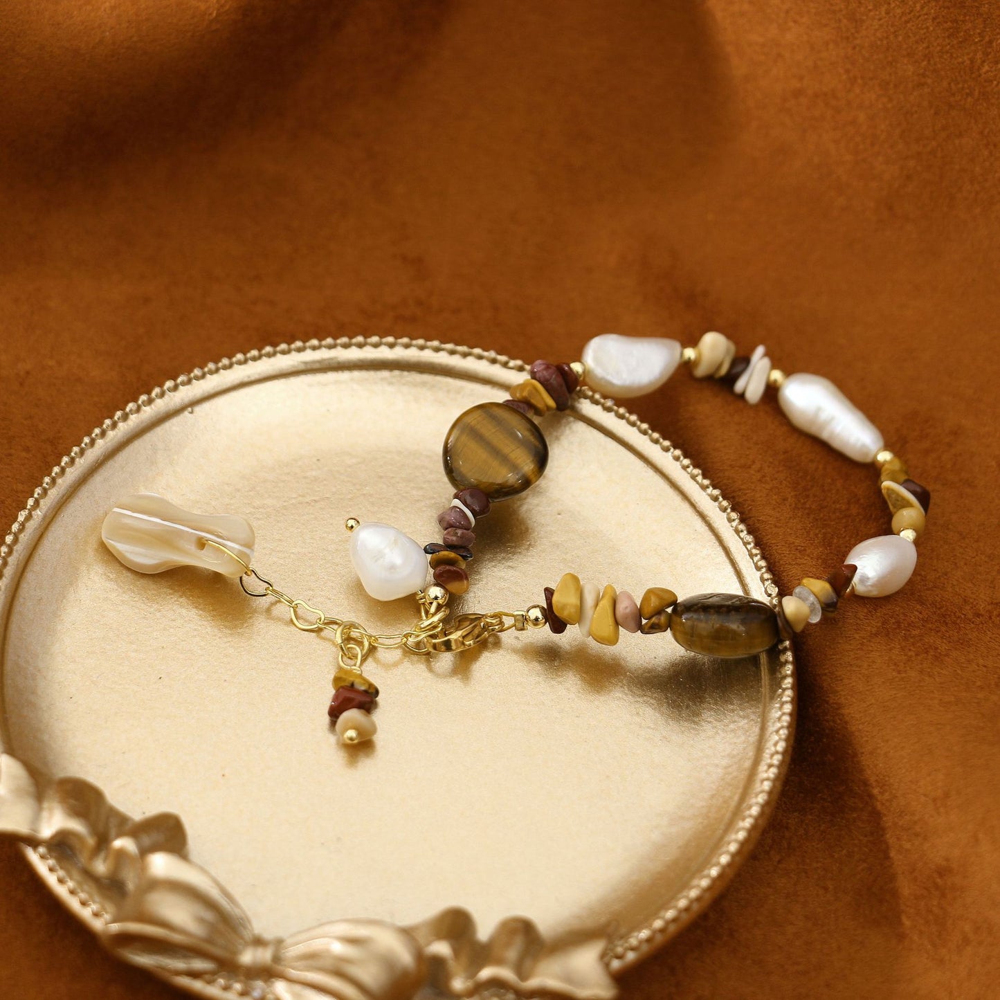 Tiger Eye Baroque Freshwater Pearl Versatile Bracelet