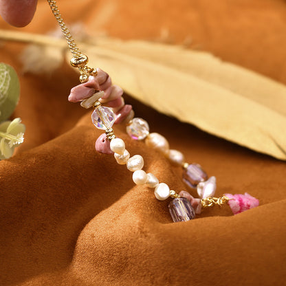 Baroque Natural Pearl Rose Stone Bracelet