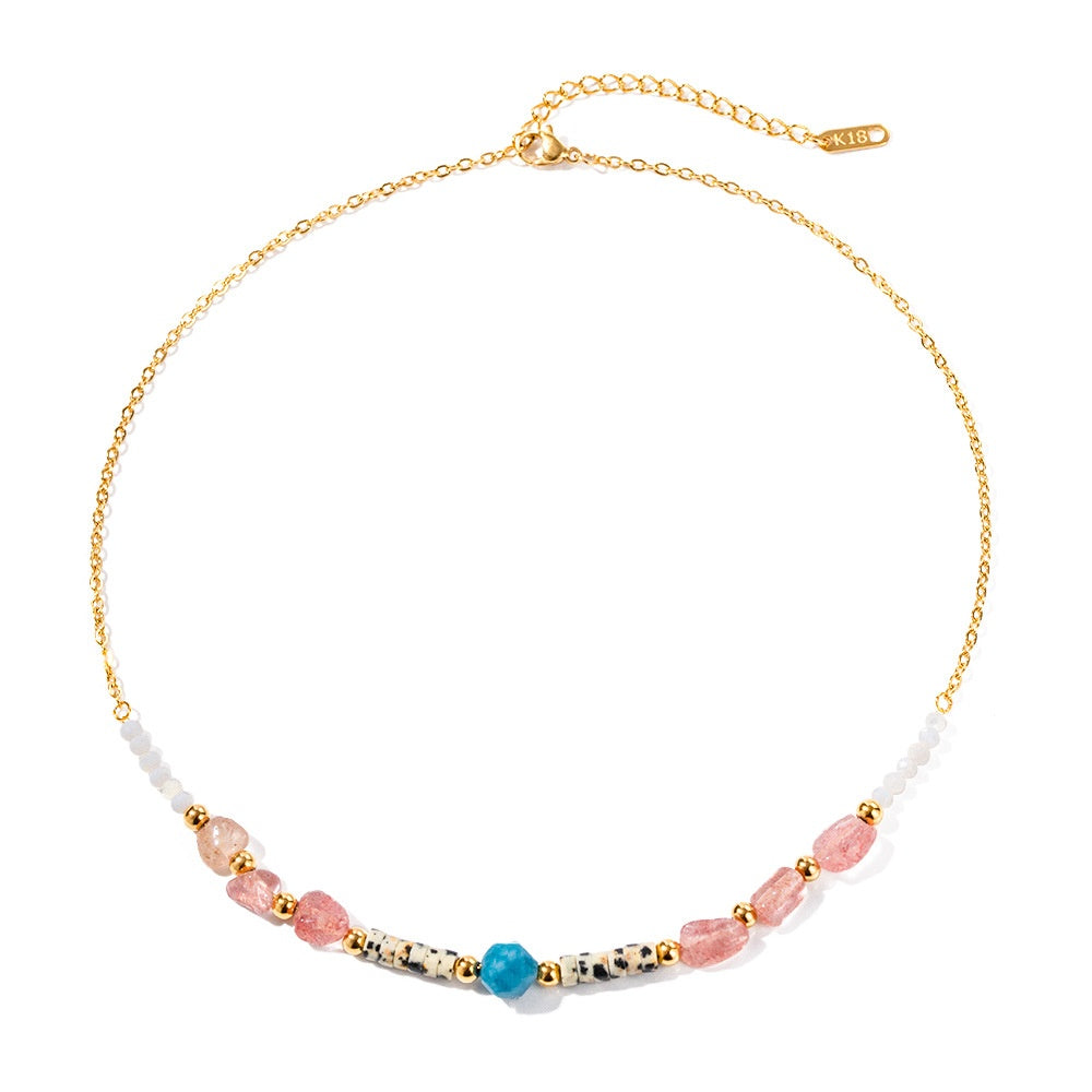 18K Gold Plated Colorful Bbeaded Necklace Waterproof