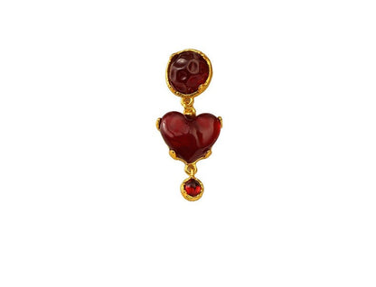 French Burgundy Love Resin Vintage Earrings