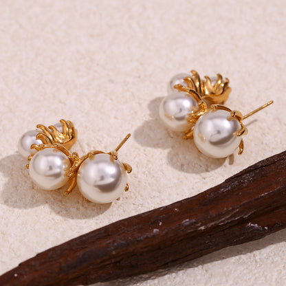 18K Gold Plated Daisy Pearl Waterproof Earrings