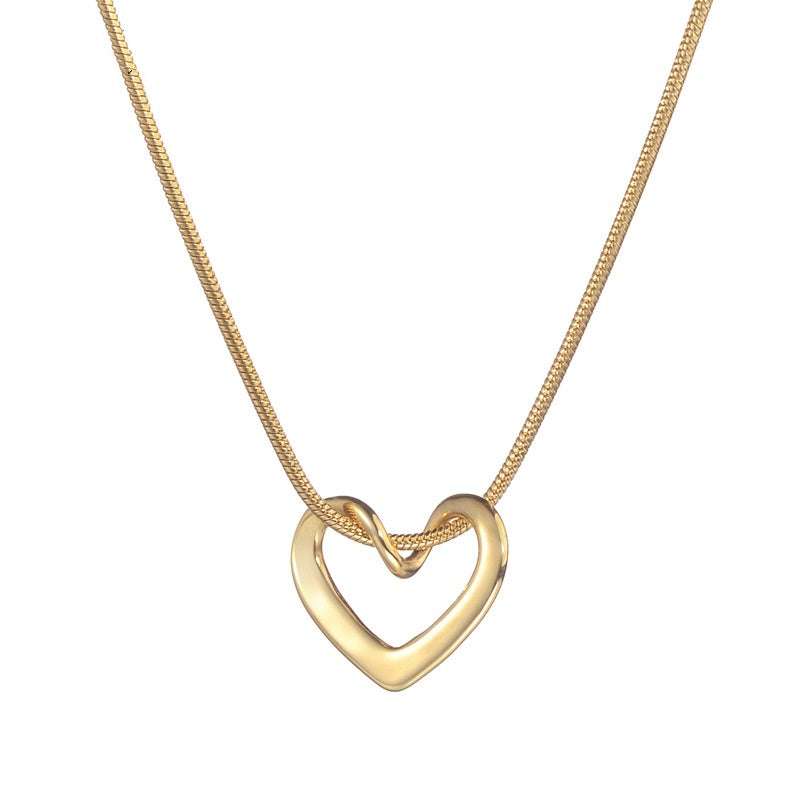 18K Gold Plated Hollow Heart Pendant Necklace