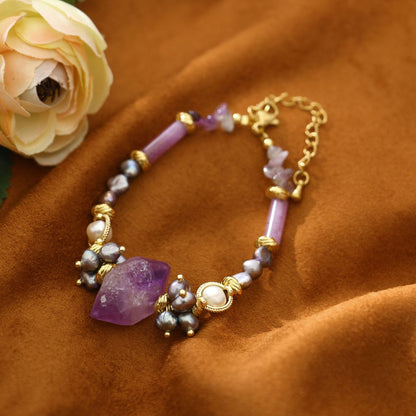 Gray Pearl Amethyst Baroque Versatile Bracelet