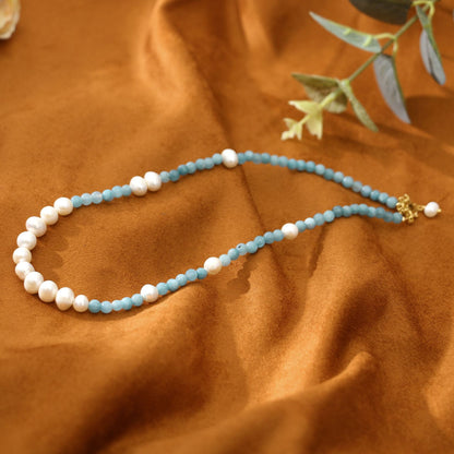 Aquamarine Natural Freshwater Pearl Necklace