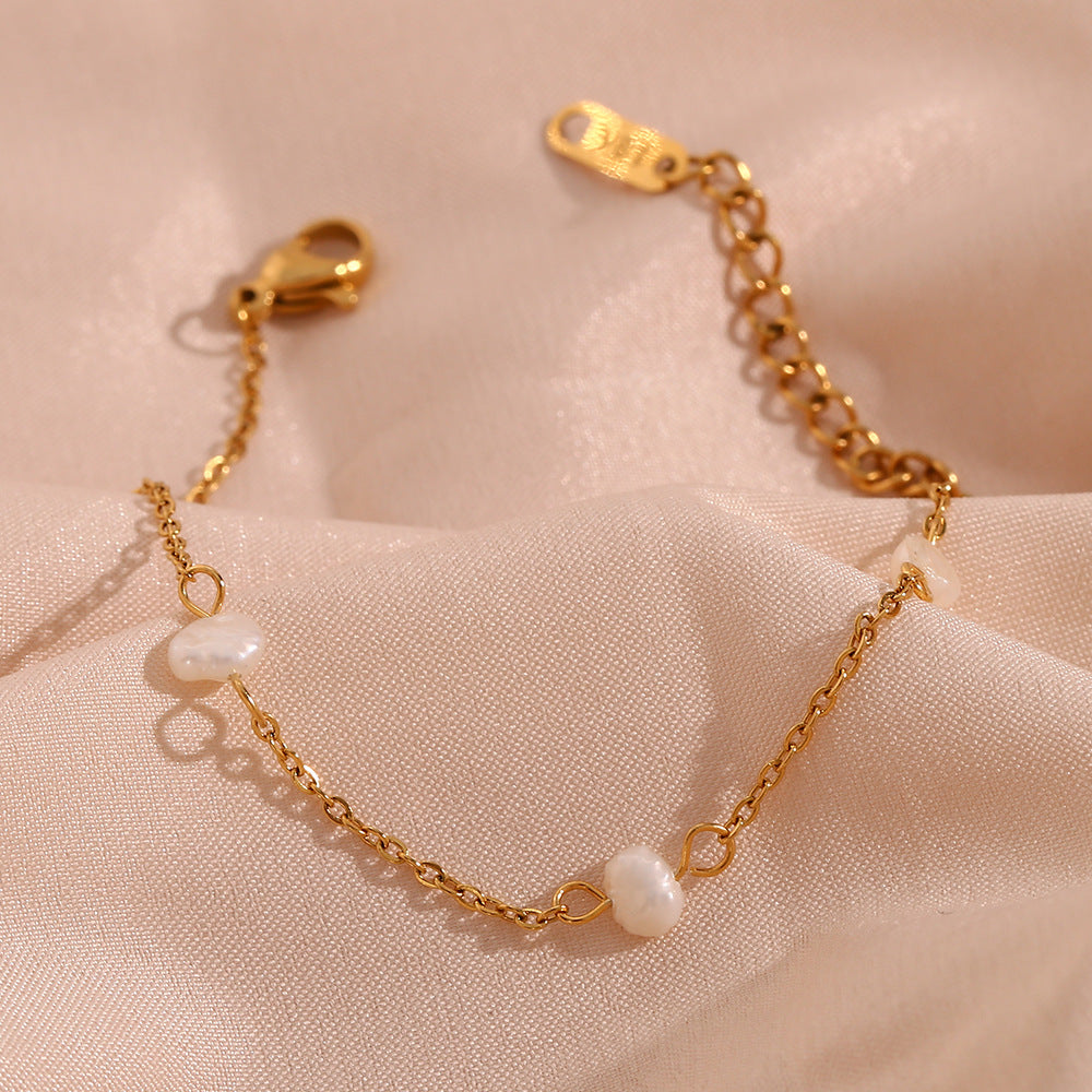 18k Gold Plated Freshwater Pearl Waterproof Bracelet