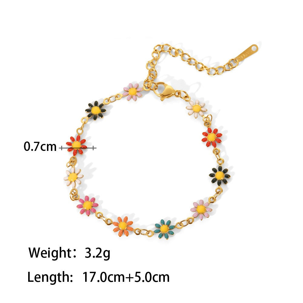 18K Gold Plated Color/White Daisy Bracelet Waterproof