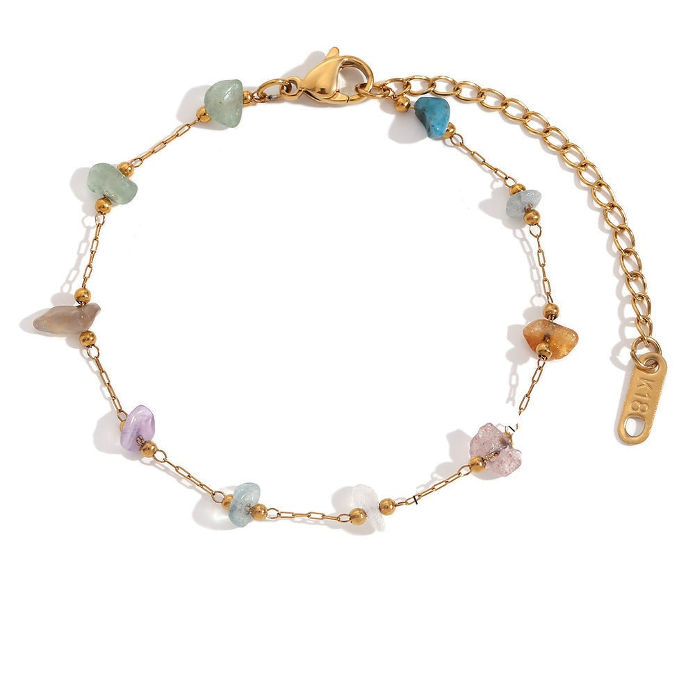 18K Gold Plated Colorful Crystal Handmade Chain Waterproof Bracelet