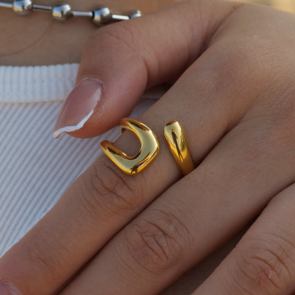 18K Gold Plated INS Style Irregular Ring Waterproof