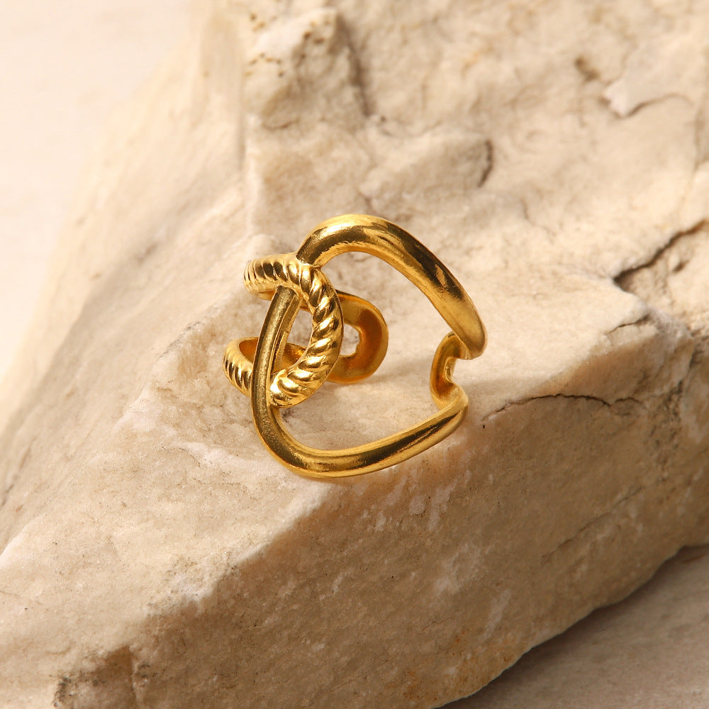 18K Gold Plated Front And Back C Open Ring Waterproof