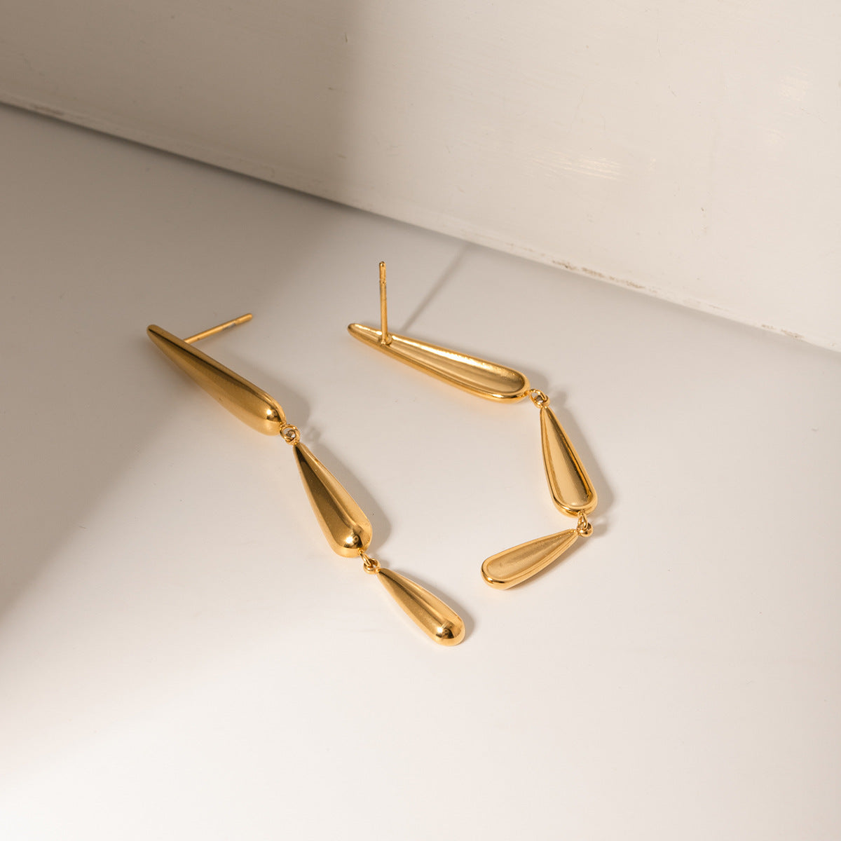 18K Gold Plated Drop Earrings Waterproof