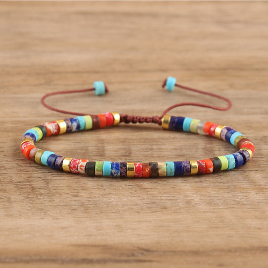 Natural Colorfulstone Woven Bracelet