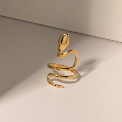 18K Gold Plated Snake Open Ring Waterproof