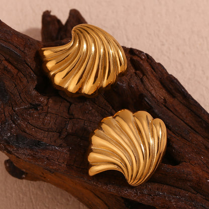 18K Gold Plated Shell Stud Waterproof Earrings