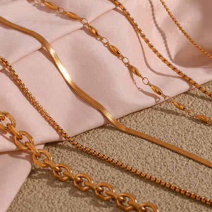 18K Gold Plated Pattern Chain Waterproof Necklace