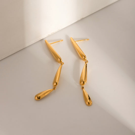 18K Gold Plated Drop Earrings Waterproof