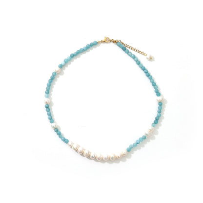 Aquamarine Natural Freshwater Pearl Necklace