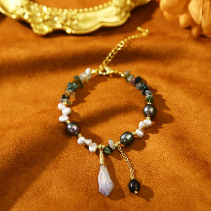 Crystal Pendant Tourmaline Baroque Pearl Versatile Bracelet