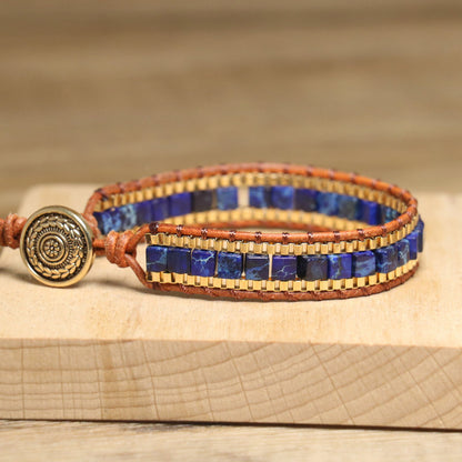 Natural Lapis Lazuli Leather Woven Bracelet