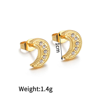 Moon Zircon Stud Earrings