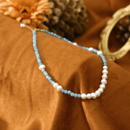 Aquamarine Natural Freshwater Pearl Necklace