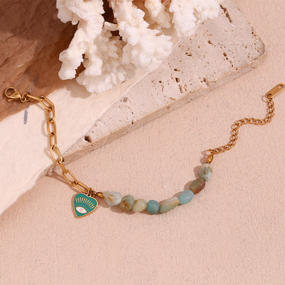 18K Gold Plated Amazonite Chain Spliced Devil's Eye Waterproof Bracelet