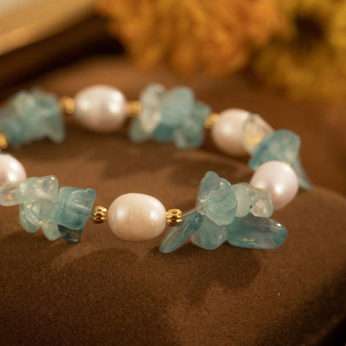 Natural Freshwater Pearl Aquamarine Bracelet