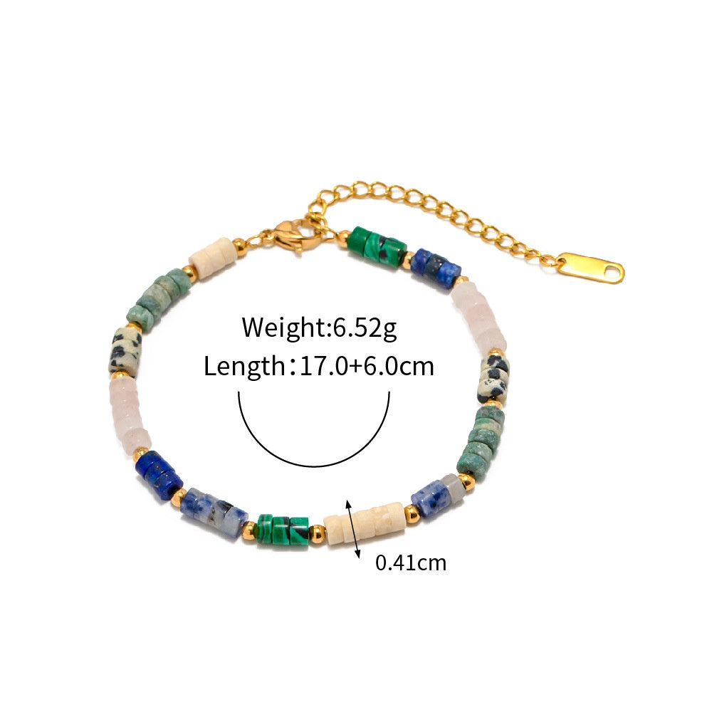 18K Gold Plated Colorful Natural Stone Bracelet Waterproof