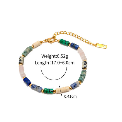 18K Gold Plated Colorful Natural Stone Bracelet Waterproof