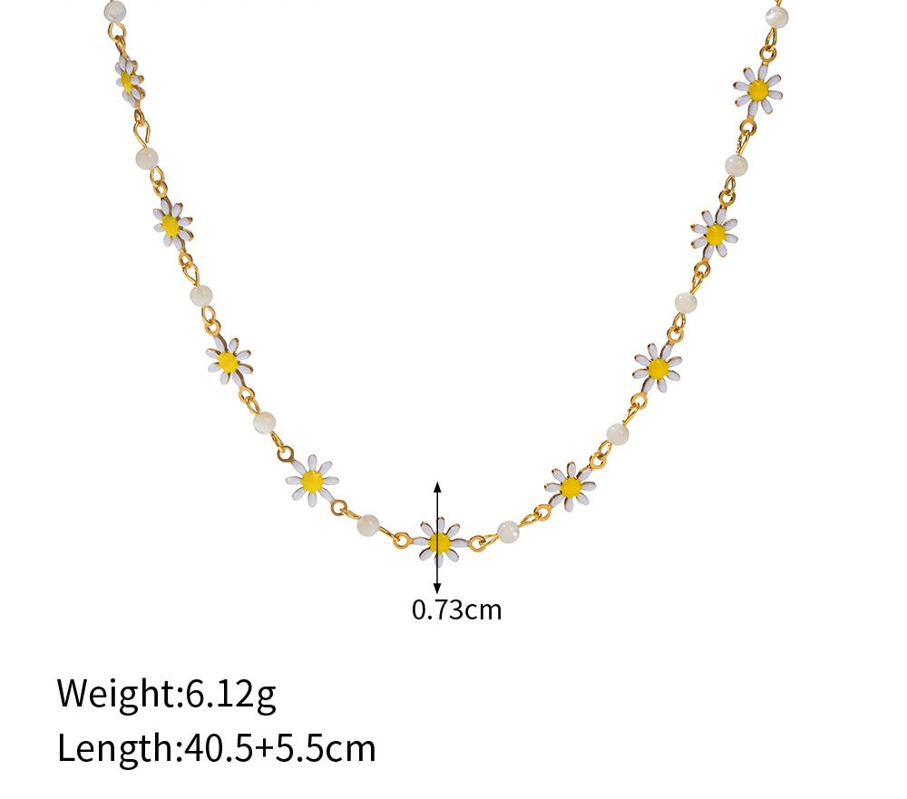 18K Gold Plated Daisy Flower Necklace Waterproof