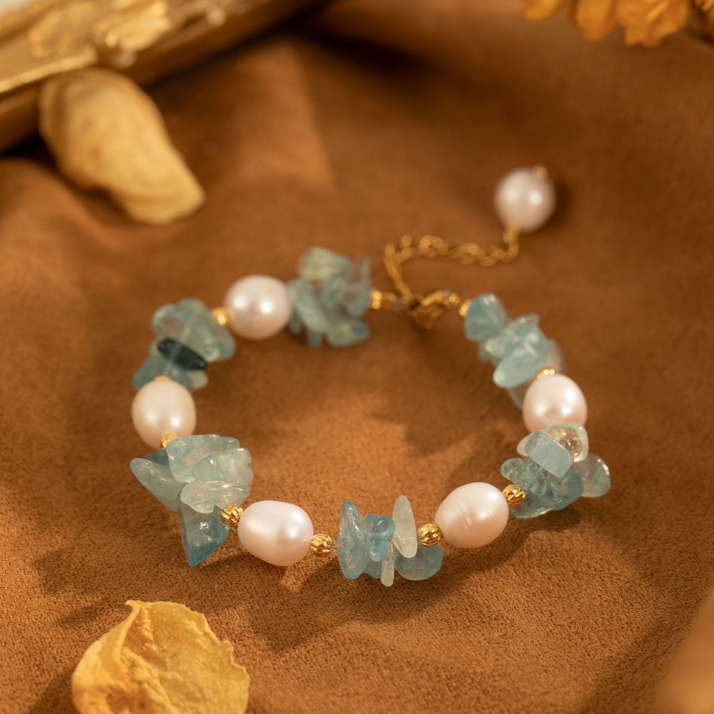 Natural Freshwater Pearl Aquamarine Bracelet