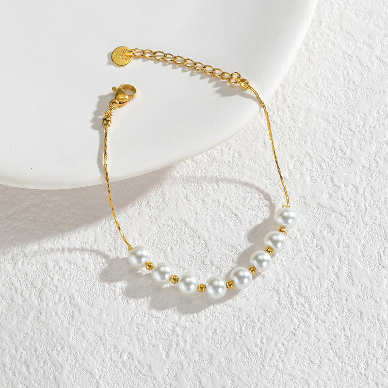 18K Gold Plated Pearl Bracelet