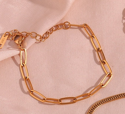 18k Gold Plated Paperclip Waterproof Bracelet