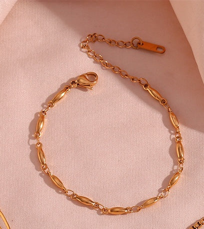 18K Gold Plated S Chain Box Chain Waterproof Bracelet