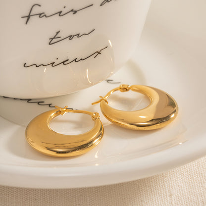 18K Gold Plated/Stainless Crescent Moon Earrings Waterproof