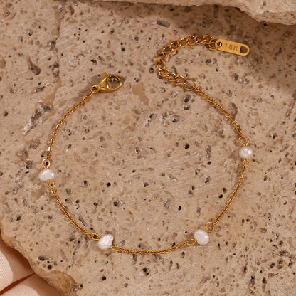 18k Gold Plated Freshwater Pearl Waterproof Bracelet